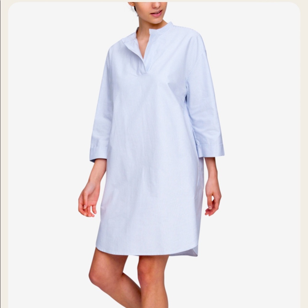 The Sleep Shirt - Slip On Sleep Shirt Blue Oxford Stripe - One Size NWT